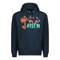 Navy he is risen Premium Hoodie - MaliasSmallBusiness
