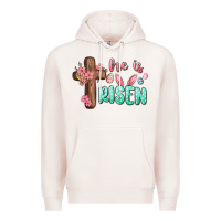 Pale Pink he is risen Premium Hoodie - MaliasSmallBusiness