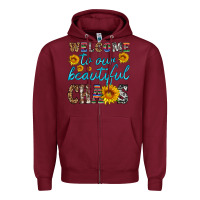 Burgundy welcome to our beautiful chaos Zipper Hoodie - HRA Design Shop