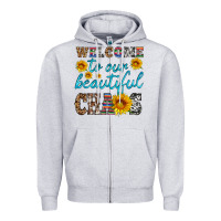 Heather Grey welcome to our beautiful chaos Zipper Hoodie - HRA Design Shop