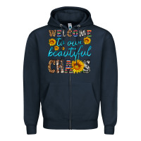 Navy welcome to our beautiful chaos Zipper Hoodie - HRA Design Shop