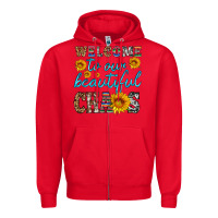 Red welcome to our beautiful chaos Zipper Hoodie - HRA Design Shop
