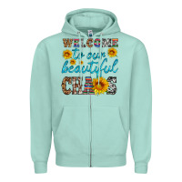 Seafoam welcome to our beautiful chaos Zipper Hoodie - HRA Design Shop