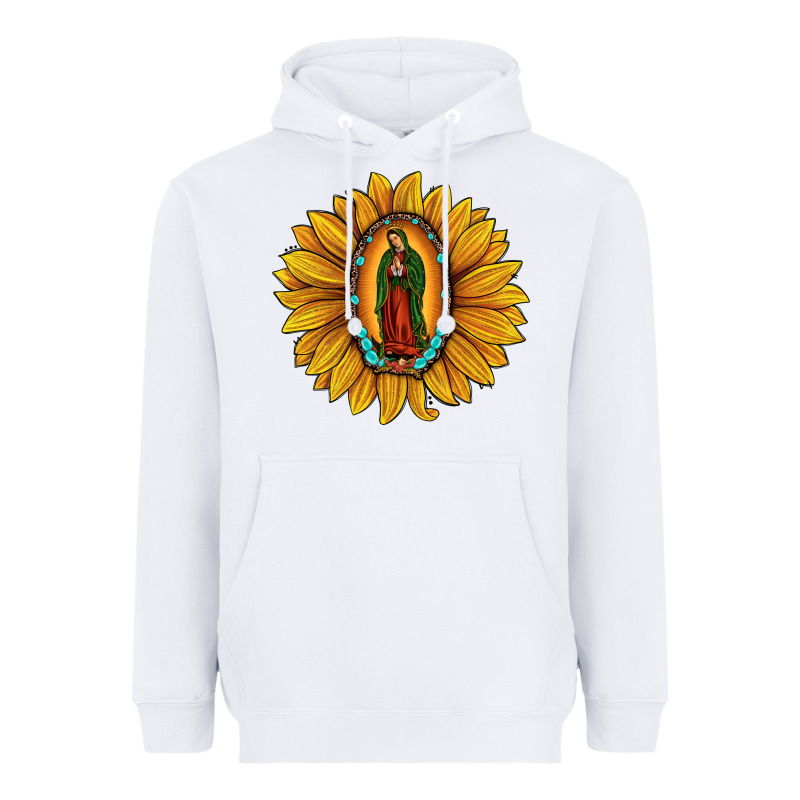 Our Lady Of Guadalupe Sunflower Heavyweight Hoodie by JahusDesignShop | Teevron
