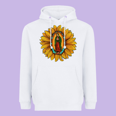 Our Lady Of Guadalupe Sunflower Heavyweight Hoodie Designed By Jahusdesignshop