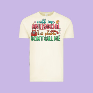 Call Me Antisocial But Please Dont Call Me Vintage Tee Designed By Maliassmallbusiness