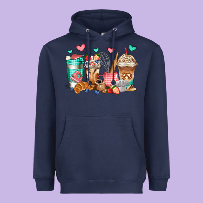 Baking Coffee Cups Heavyweight Hoodie Designed By Jasminsmagicworld