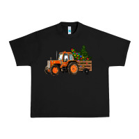 Black Christmas Orange Farm Tractor Urban Heavy Tee - RanaPortraitStore