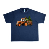 Navy Christmas Orange Farm Tractor Urban Heavy Tee - RanaPortraitStore