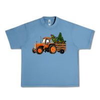 Pebble Blue Christmas Orange Farm Tractor Urban Heavy Tee - RanaPortraitStore