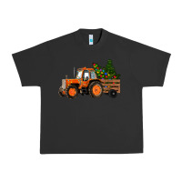 Pigment Black Christmas Orange Farm Tractor Urban Heavy Tee - RanaPortraitStore