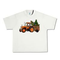 Christmas Orange Farm Tractor Urban Heavy Tee | Teevron