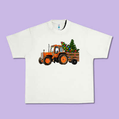 Christmas Orange Farm Tractor Urban Heavy Tee Designed By Ranaportraitstore