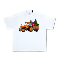 White Christmas Orange Farm Tractor Urban Heavy Tee - RanaPortraitStore
