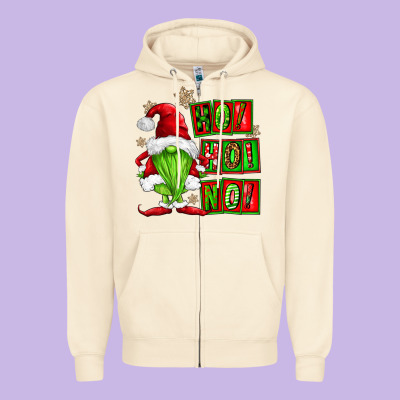 Ho Ho No Christmas Gnomes Zipper Hoodie Designed By Fadigitalartstudio