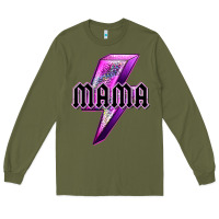 Army Green mama neon leopard lightning bolt Long Sleeve Tee - texasbilliewilder