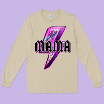 Mama Neon Leopard Lightning Bolt Long Sleeve Tee Designed By Texasbilliewilder