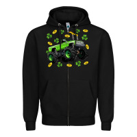 Black Monster truck st patricks day Zipper Hoodie - Neo Western
