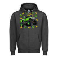 Charcoal Heather Monster truck st patricks day Zipper Hoodie - Neo Western
