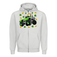 Dove Grey Monster truck st patricks day Zipper Hoodie - Neo Western