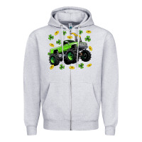 Heather Grey Monster truck st patricks day Zipper Hoodie - Neo Western