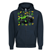 Navy Monster truck st patricks day Zipper Hoodie - Neo Western