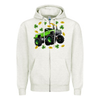 Oatmeal Heather Monster truck st patricks day Zipper Hoodie - Neo Western