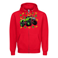 Red Monster truck st patricks day Zipper Hoodie - Neo Western