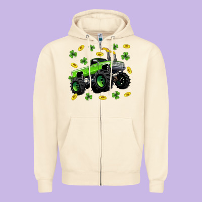 Monster Truck St Patricks Day Zipper Hoodie Designed By Neo Western