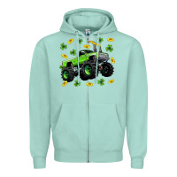 Seafoam Monster truck st patricks day Zipper Hoodie - Neo Western