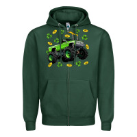 Sports Green Monster truck st patricks day Zipper Hoodie - Neo Western