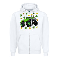 White Monster truck st patricks day Zipper Hoodie - Neo Western
