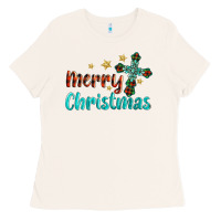 Bone merry christmas turquoise gemstones cross Ladies Tee - BarkalooDesign