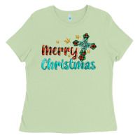 Matcha merry christmas turquoise gemstones cross Ladies Tee - BarkalooDesign