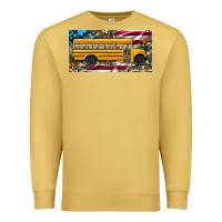 Antique Gold school bus camouflage american flag license plate Premium Sweatshirt - Artiststas
