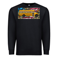 Black school bus camouflage american flag license plate Premium Sweatshirt - Artiststas
