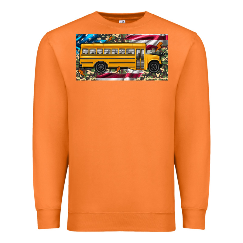 School Bus Camouflage American Flag License Plate Premium Sweatshirt by Artiststas | Teevron