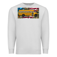 Dove Grey school bus camouflage american flag license plate Premium Sweatshirt - Artiststas