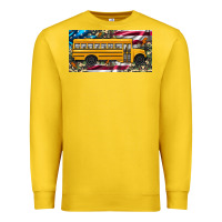 Lemon school bus camouflage american flag license plate Premium Sweatshirt - Artiststas