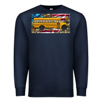 Navy school bus camouflage american flag license plate Premium Sweatshirt - Artiststas