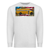 Oatmeal Heather school bus camouflage american flag license plate Premium Sweatshirt - Artiststas