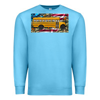 Ocean Blue school bus camouflage american flag license plate Premium Sweatshirt - Artiststas