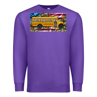 Purple school bus camouflage american flag license plate Premium Sweatshirt - Artiststas