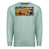 Seafoam school bus camouflage american flag license plate Premium Sweatshirt - Artiststas