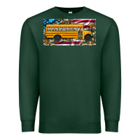 Sports Green school bus camouflage american flag license plate Premium Sweatshirt - Artiststas