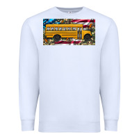 White school bus camouflage american flag license plate Premium Sweatshirt - Artiststas