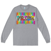 Heather Grey pride barcode Long Sleeve Tee - Zillion Design Studio