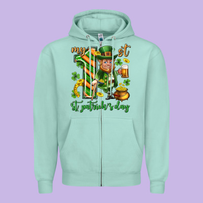 My 1 St St. Patricks Day Zipper Hoodie Designed By Neo Western