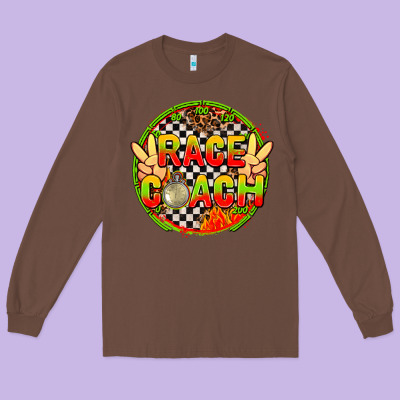 Race Coach  With Leopard And Peace Hand Long Sleeve Tee Designed By Adodesignshop
