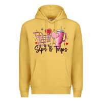 Antique Gold sips & trips target inspired stanley Premium Hoodie - MaliasSmallBusiness